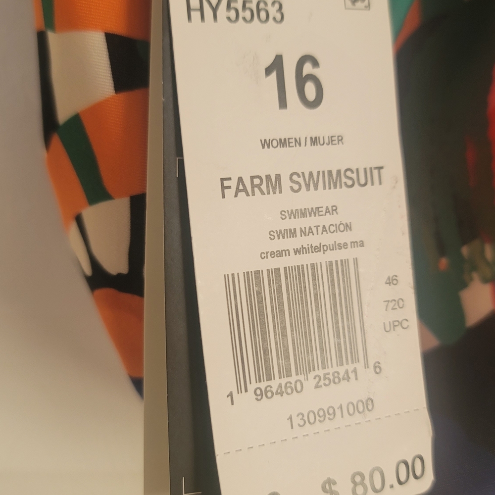 adidas Cream and Orange One Piece Swimsuit